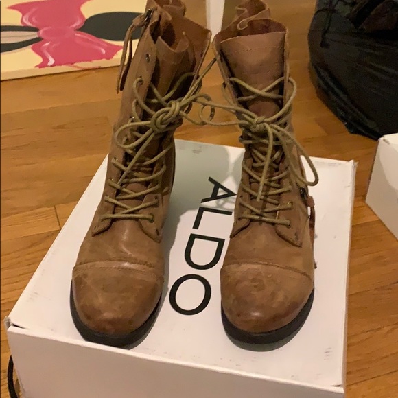 Suede Distressed Aldo Combat Boots - Picture 4 of 8